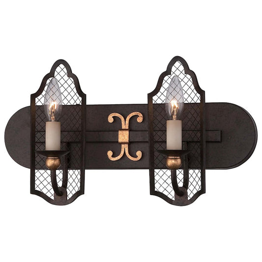 Metropolitan Lighting Cortona 18in 2-Light Vanity Light | French Bronze with Gold Highlights and Crystals | Bathroom Vanity | Model N2712-258B