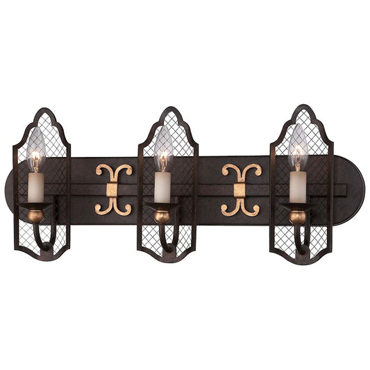 Metropolitan Lighting Cortona 3-Light Bath Vanity | Traditional French Bronze with Gold Highlights & Crystal Accents | Bathroom | Model N2713-258B