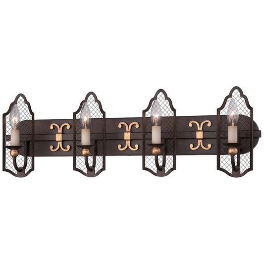 Metropolitan Lighting Cortona 30in 4-Light Vanity Light | French Bronze with Gold Highlights and Crystals | Bathroom Vanity | Model N2714-258B