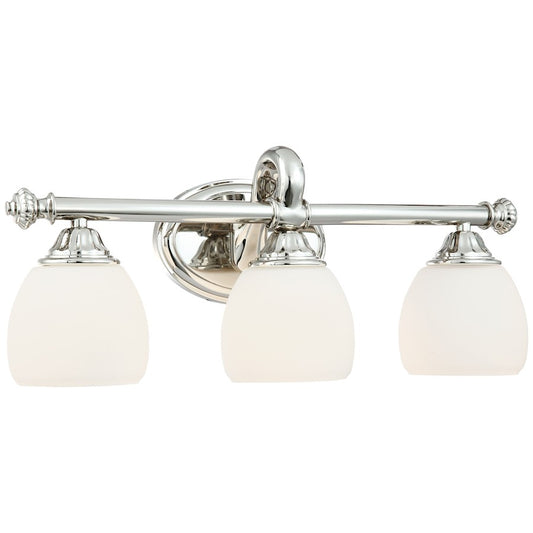 Metropolitan Lighting 3-Light Bath Vanity Light | Traditional Polished Nickel | Bathroom Vanity & Powder Room | 22 x 6 x 9 in | Model N2823-613