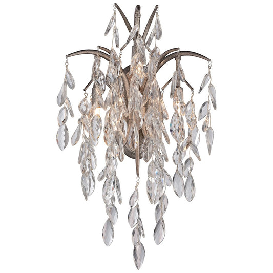 Metropolitan Lighting Bella Flora 14in 3-Light Wall Sconce | Transitional Silver Mist Finish and Faceted Crystals | Living Room & | Model N2860-278