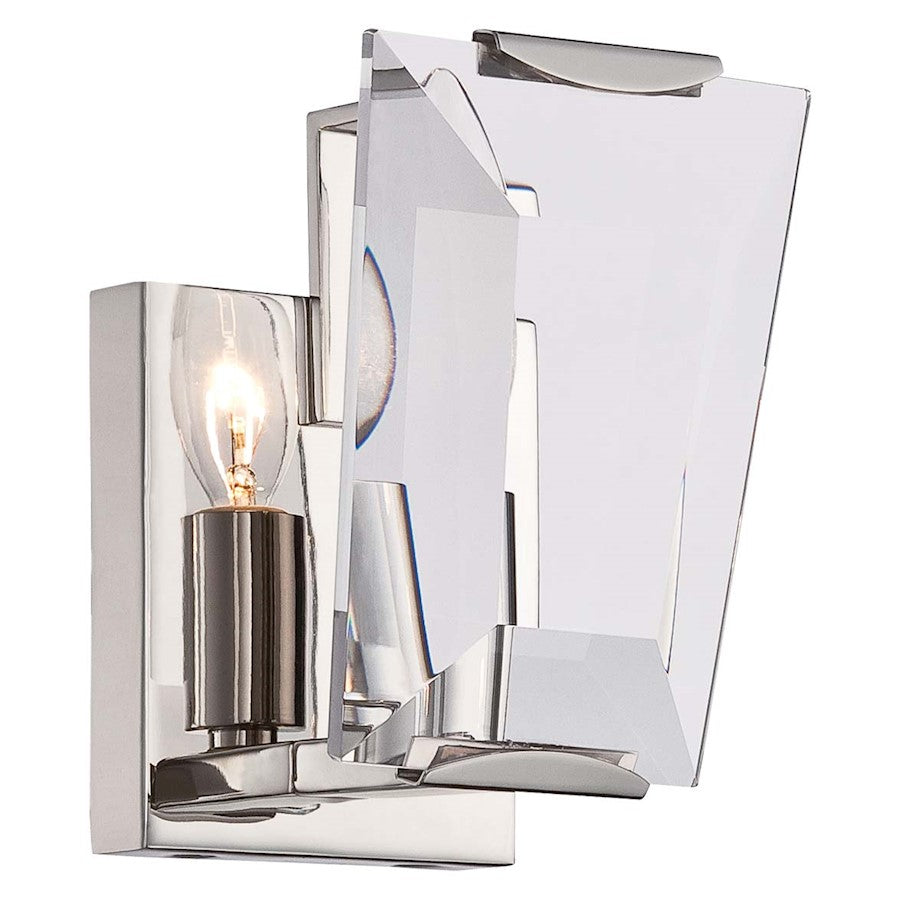 Metropolitan Lighting Castle Aurora 1-Light Bath Vanity Light | Polished Nickel and Clear Crystal | Bathroom Vanity | 6 x 5 x 8 in | Model N2981-613