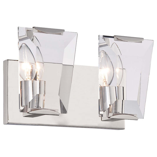 Metropolitan Lighting Castle Aurora 12in 2-Light Bath Vanity Light | Transitional Polished Nickel and Clear Crystal | Bathroom | Model N2982-613