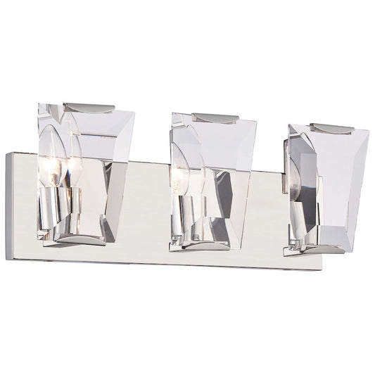 Metropolitan Lighting Castle Aurora 19in 3-Light Bath Vanity Light | Transitional Polished Nickel and Clear Crystal | Bathroom | Model N2983-613