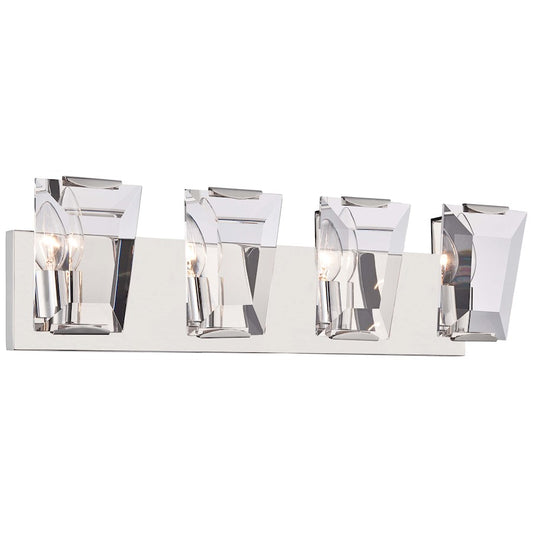 Metropolitan Lighting Castle Aurora 26in 4-Light Bath Vanity Light | Transitional Polished Nickel and Clear Crystal | Bathroom | Model N2984-613