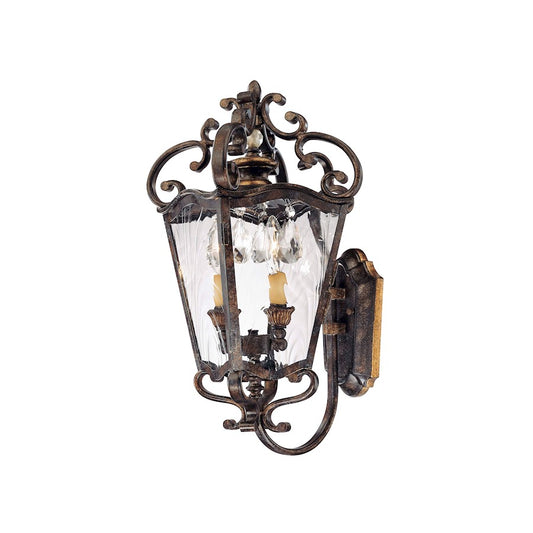 Metropolitan Lighting Terraza Village 9in 2-Light Outdoor Lantern | Traditional Aged Patina and Gold Leaf Accents | Covered Patio & | Model N3246-270
