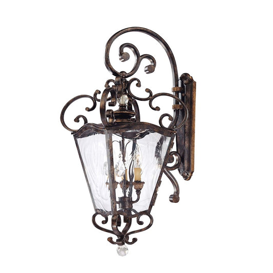 Metropolitan Lighting Terraza Village 17in 3-Light Outdoor Lantern | Traditional Aged Patina and Gold Leaf Accents | Covered Patio | Model N3247-270