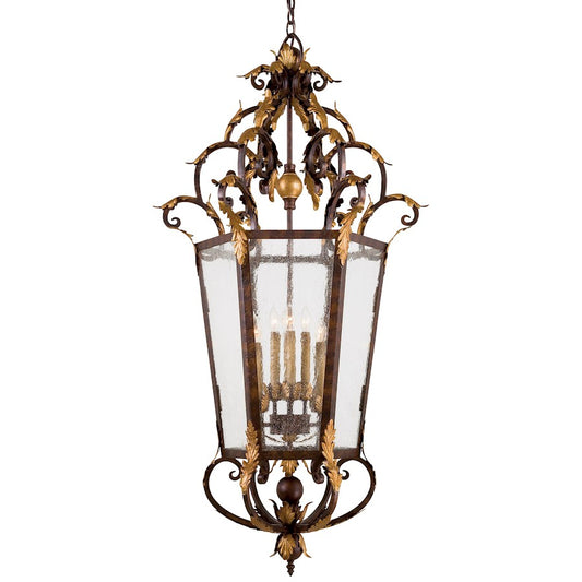 Metropolitan Lighting Zaragoza 26in 8-Light Foyer Pendant | Traditional Golden Bronze Wrought Iron | Entryway & Dining Room | Model N3639-355