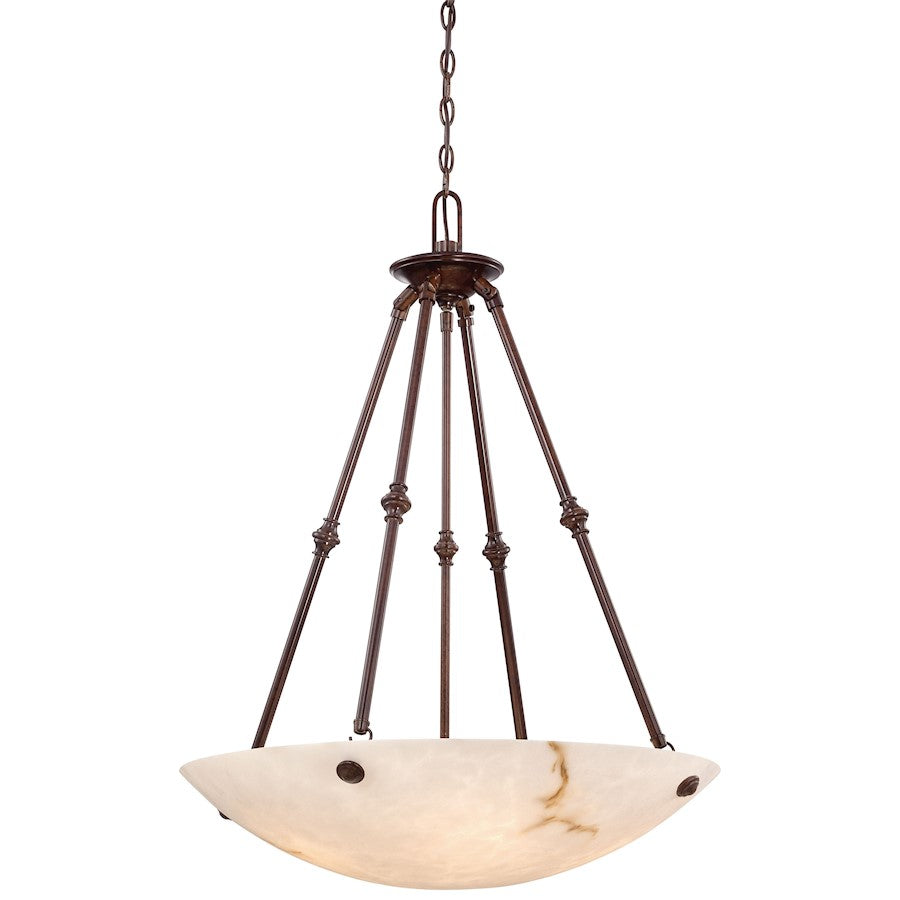 Metropolitan Lighting Virtuoso II 27in 5-Light Pendant | Traditional Bronze Patina and Alabaster Dust Glass | Dining Room & Foyer | Model N3705-BP