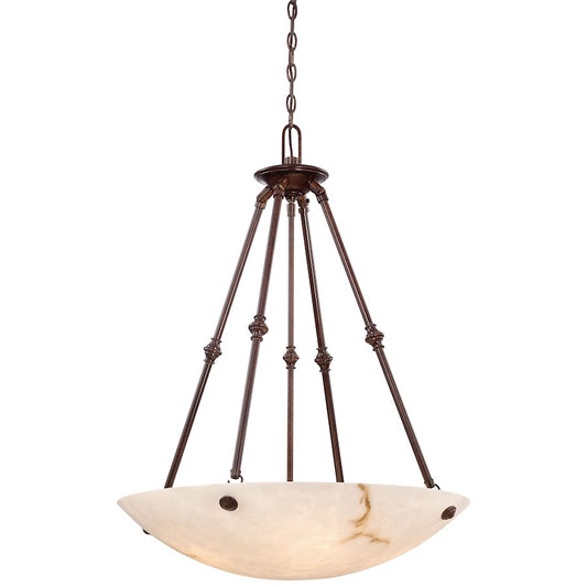 Metropolitan Lighting Virtuoso II 27in 5-Light Pendant | Traditional Bronze Patina and Alabaster Dust Glass | Dining Room & Foyer | Model N3705-BP