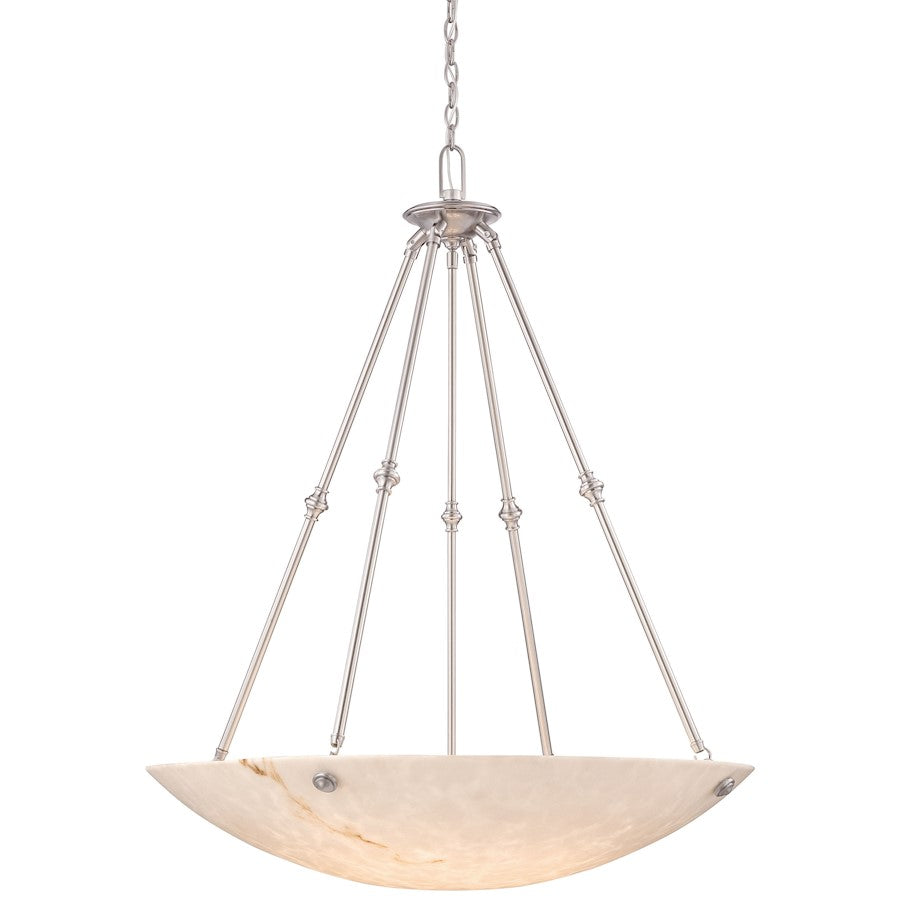 Metropolitan Lighting Virtuoso II 35in 6-Light Pendant | Traditional Pewter Plated and Alabaster Dust Glass | Dining Room & Foyer | Model N3706-PW