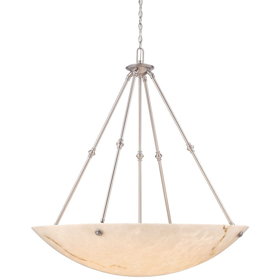 Metropolitan Lighting Virtuoso II 43in 8-Light Pendant | Traditional Pewter Plated and Alabaster Dust Glass | Dining Room & Foyer | Model N3708-PW