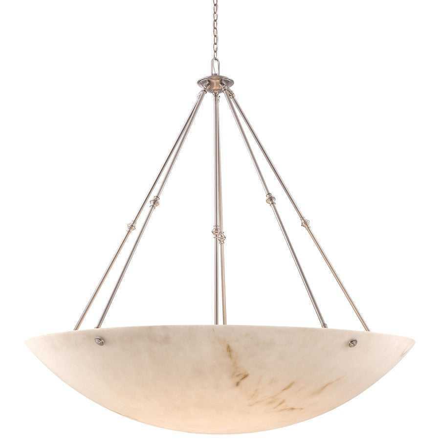 Metropolitan Lighting Virtuoso II 59in 12-Light Pendant | Traditional Pewter and Alabaster Dust Bowls | Foyer & Dining Room | Model N3712-PW