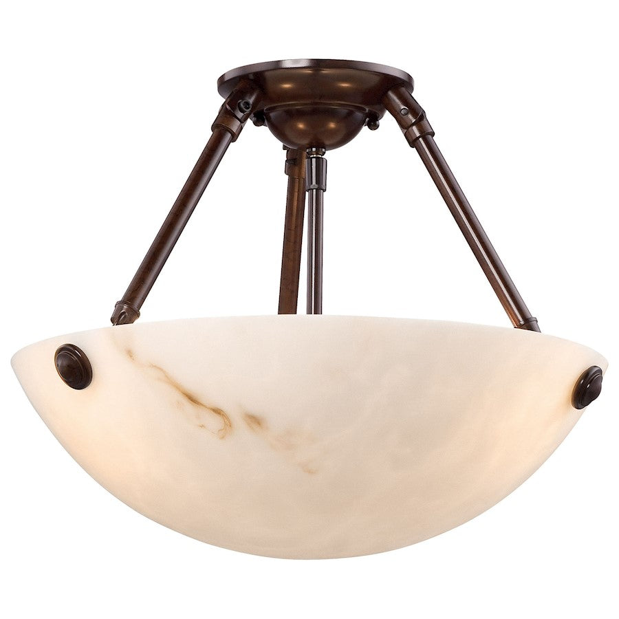 Metropolitan Lighting Virtuoso II 18in 3-Light Semi-Flush Mount | Traditional Bronze Patina and Alabaster Dust Glass | Entryway & | Model N3713-BP