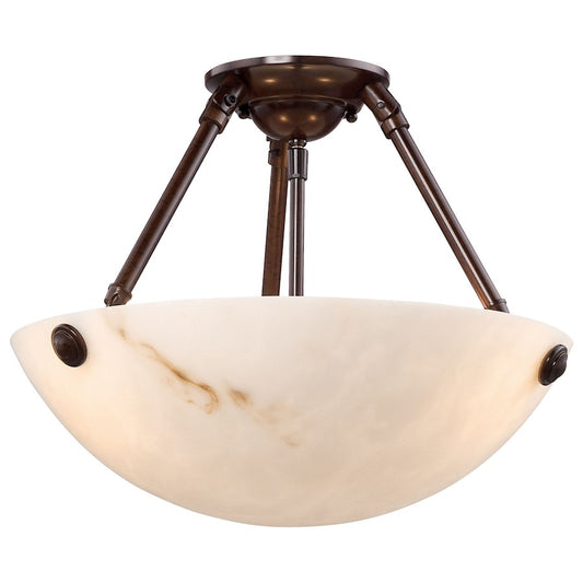 Metropolitan Lighting Virtuoso II 18in 3-Light Semi-Flush Mount | Traditional Bronze Patina and Alabaster Dust Glass | Entryway & | Model N3713-BP