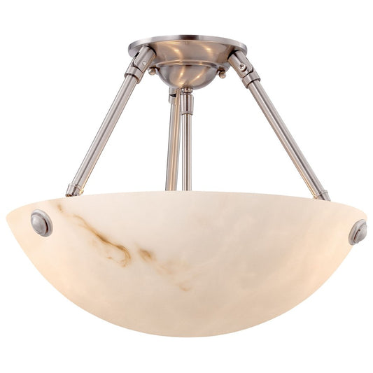 Metropolitan Lighting Virtuoso II 18in 3-Light Semi Flush | Traditional Pewter Plated and Alabaster Glass | Foyer & Hallway | Model N3713-PW