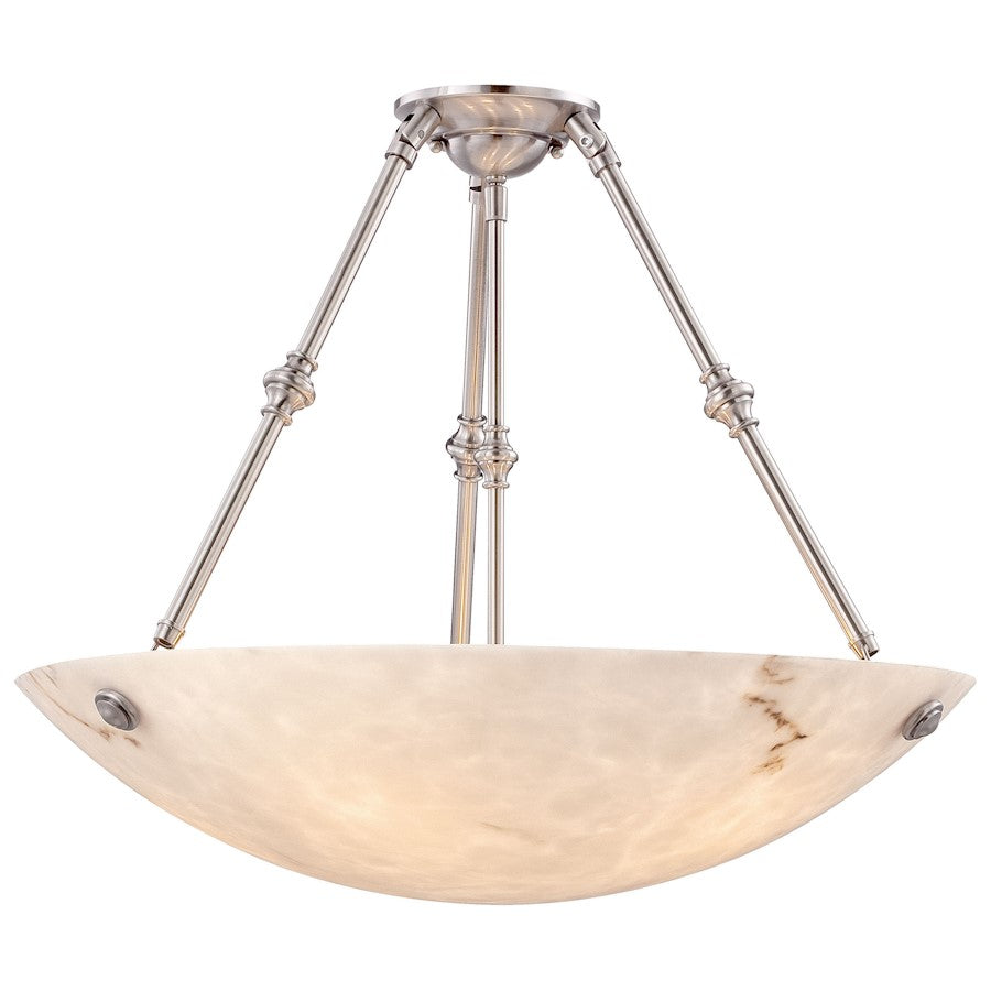 Metropolitan Lighting Virtuoso II 27in 5-Light Semi Flush | Traditional Pewter Plated and Alabaster Glass | Foyer & Hallway | Model N3715-PW