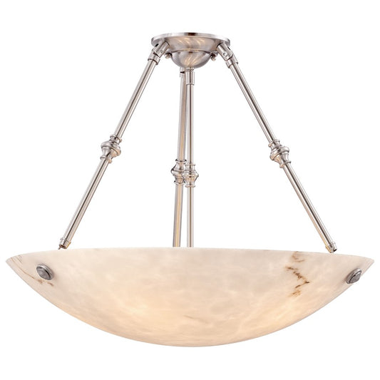 Metropolitan Lighting Virtuoso II 27in 5-Light Semi Flush | Traditional Pewter Plated and Alabaster Glass | Foyer & Hallway | Model N3715-PW