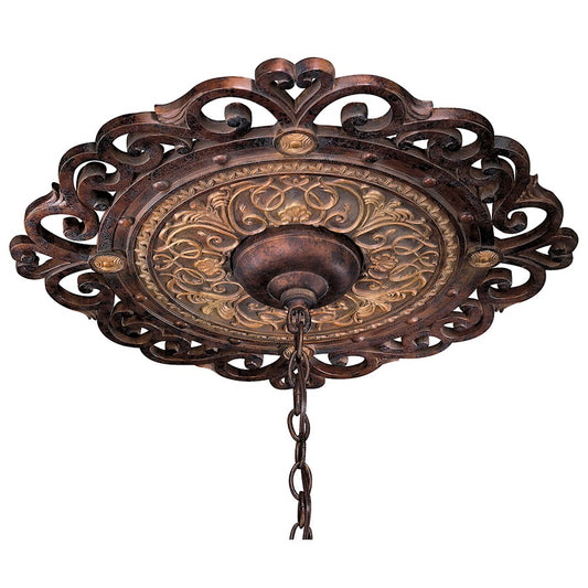 Metropolitan Lighting Zaragoza 24in Ceiling Medallion | Traditional Golden Bronze Wrought Iron | Ceiling Accent & Decorative Trim | Model N5231-355