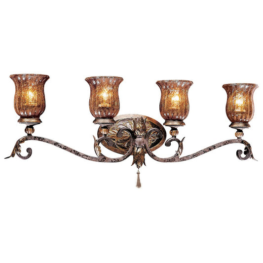 Metropolitan Lighting Sanguesa 4-Light Bath Vanity Light | Traditional Mediterranean Sanguesa Patina Finish | Large Bathroom Vanity | Model N6074-194