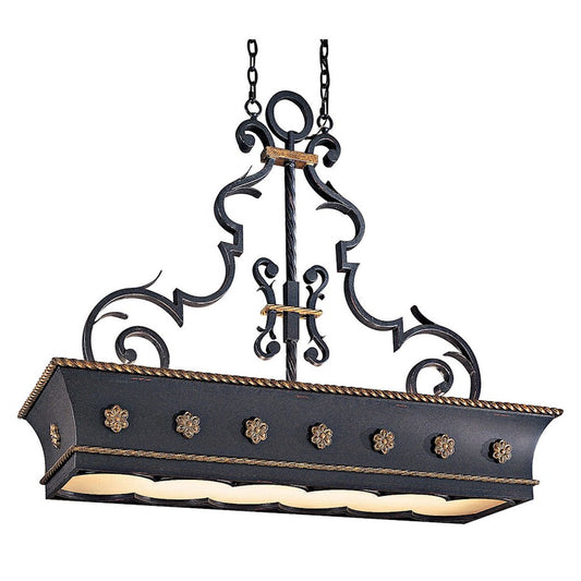 Metropolitan Lighting Montparnasse 46in 12-Light Island Light | Traditional French Black with Gold Leaf | Kitchen Island & Dining | Model N6107-20