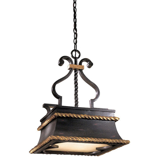 Metropolitan Lighting Montparnasse 17in 3-Light Pendant | Traditional French Black with Gold Leaf Highlights | Kitchen Island & | Model N6111-20