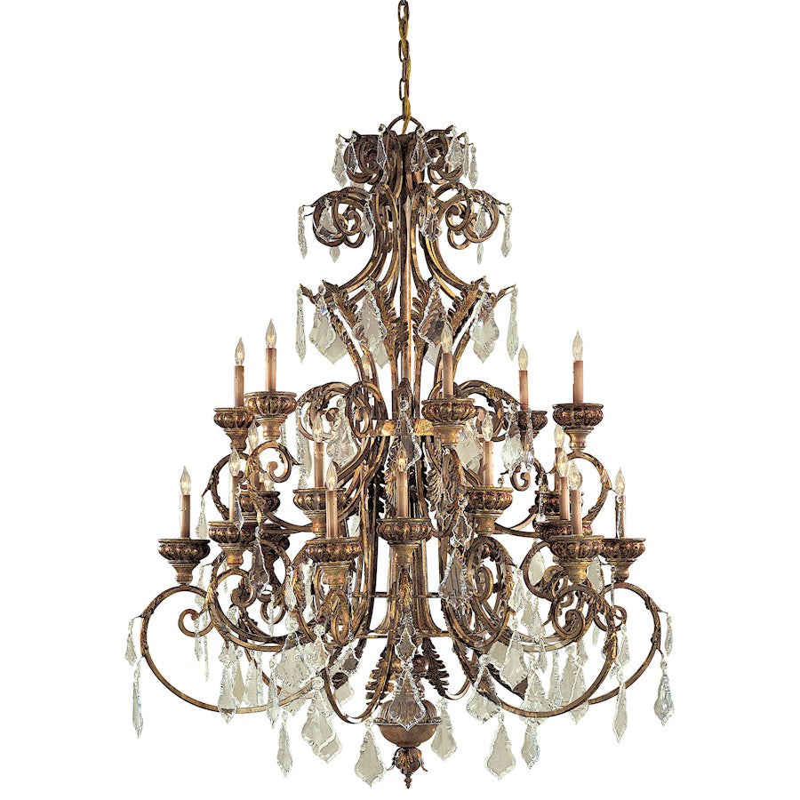 Metropolitan Lighting Padova 51in 24-Light Chandelier | Traditional Golden Bronze Wrought Iron | Dining Room & Foyer | Model N6229-363