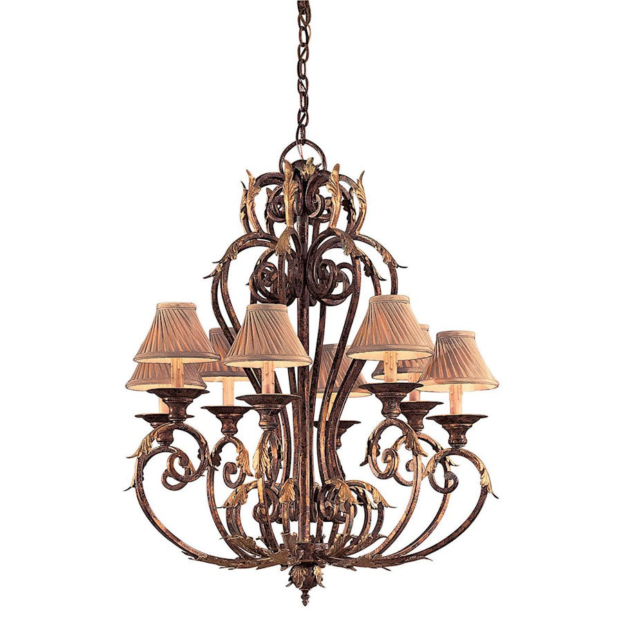 Metropolitan Lighting Zaragoza 34in 8-Light Chandelier | Traditional Golden Bronze Wrought Iron | Foyer & Dining Room | 34 x 40 in | Model N6238-355