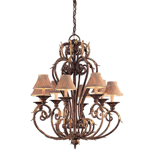 Metropolitan Lighting Zaragoza 34in 8-Light Chandelier | Traditional Golden Bronze Wrought Iron | Foyer & Dining Room | 34 x 40 in | Model N6238-355