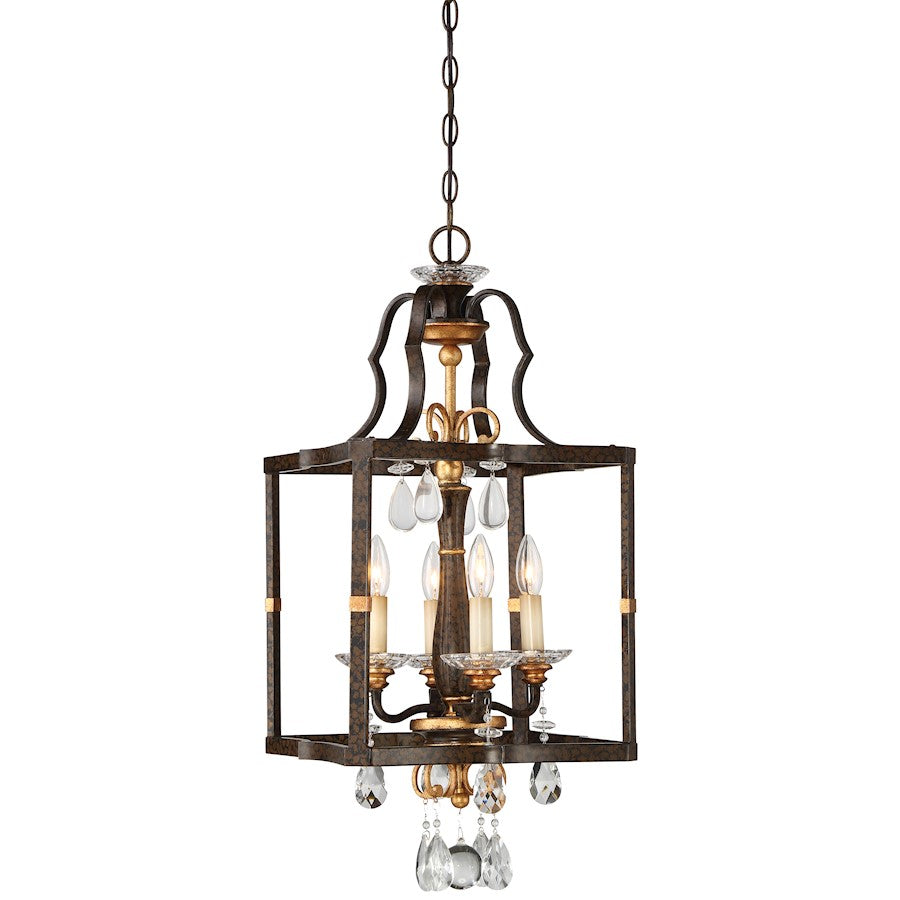 Minka Metropolitan Chateau Nobles 14in 4-Light Pendant | Traditional Raven Bronze and Sunburst Gold Highlights | Kitchen Island & | Model N6463-652