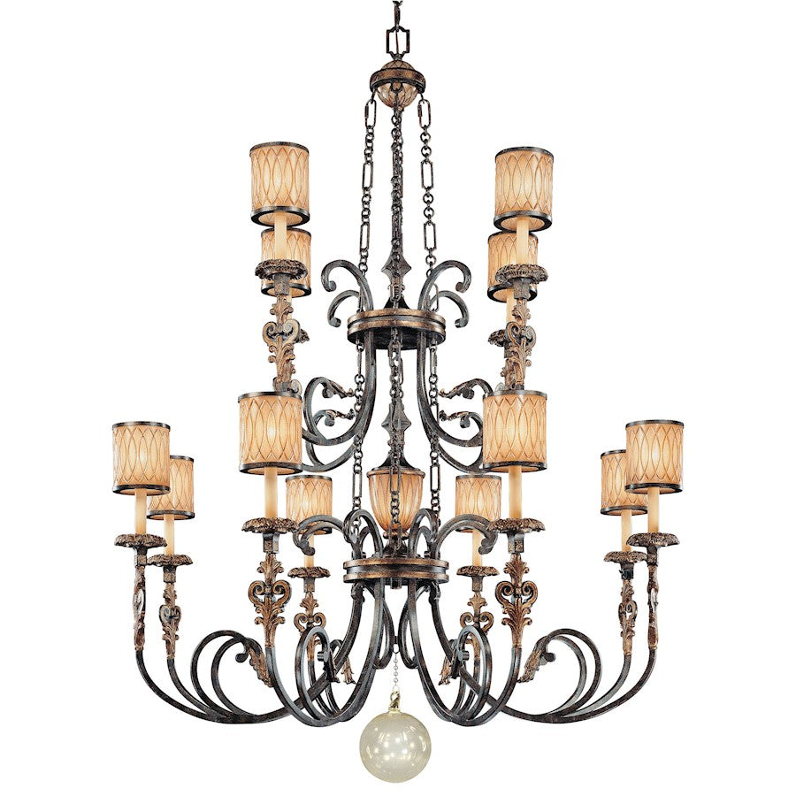 Metropolitan Lighting Terraza Villa 54in 13-Light Chandelier | Traditional Aged Patina and Gold Leaf Accent Iron | Foyer & Dining | Model N6499-270