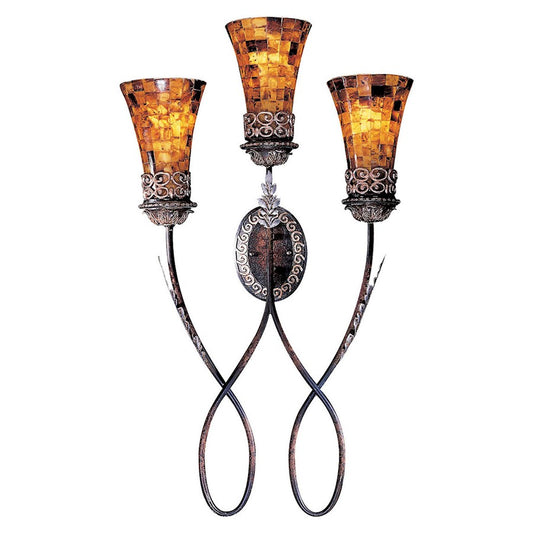 Metropolitan Lighting Salamanca 34in 3-Light Wall Sconce | Traditional Cattera Bronze | Living Room & Dining Room | W 20 x D 8 x H | Model N6512-468