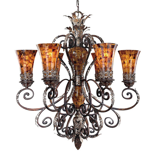 Metropolitan Lighting Salamanca 34in 6-Light Chandelier | Traditional Cattera Bronze | Dining Room & Foyer | 34 x 34 x 39 in | Model N6516-468