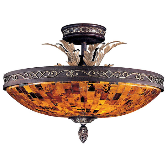 Metropolitan Lighting Salamanca 24in 6-Light Semi Flush | Traditional Cattera Bronze | Entryway & Dining Room | 24 x 24 x 17 in | Model N6520-468