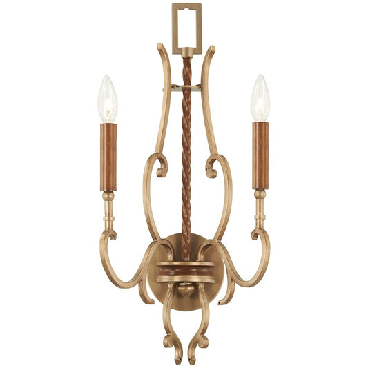 Minka Metropolitan Magnolia Manor 12in 2-Light Wall Sconce | Traditional Pale Gold and Distressed Bronze | Hallway & Bedroom Accent | Model N6550-690