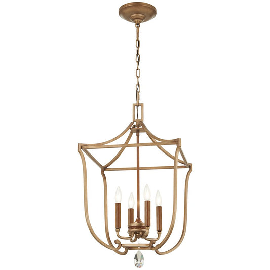 Minka Metropolitan Magnolia Manor 17in 4-Light Pendant | Traditional Pale Gold and Distressed Bronze | Kitchen Island & Dining Room | Model N6553-690