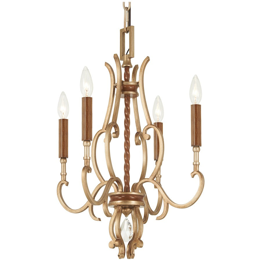 Minka Metropolitan Magnolia Manor 17in 4-Light Chandelier | Traditional Pale Gold and Distressed Bronze | Dining Room & Entryway | Model N6554-690