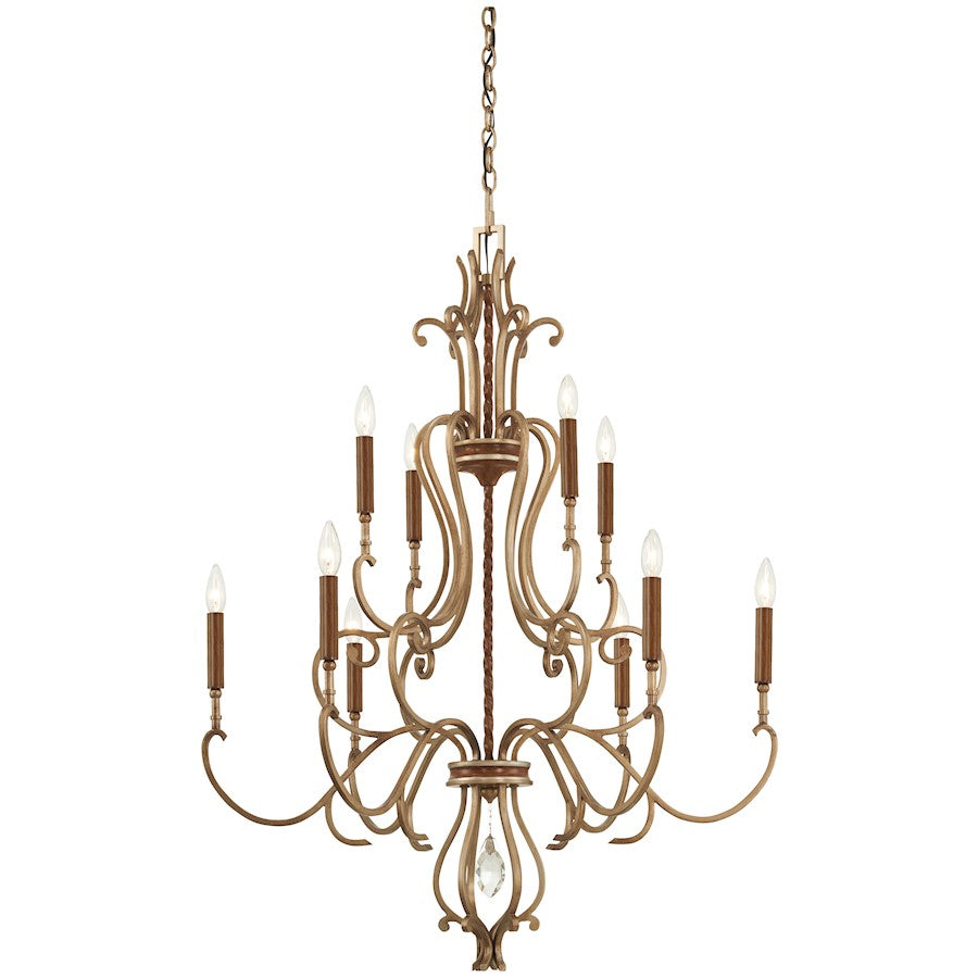 Minka Metropolitan Magnolia Manor 33in 10-Light Chandelier | Traditional Pale Gold and Distressed Bronze | Dining Room & Living | Model N6558-690