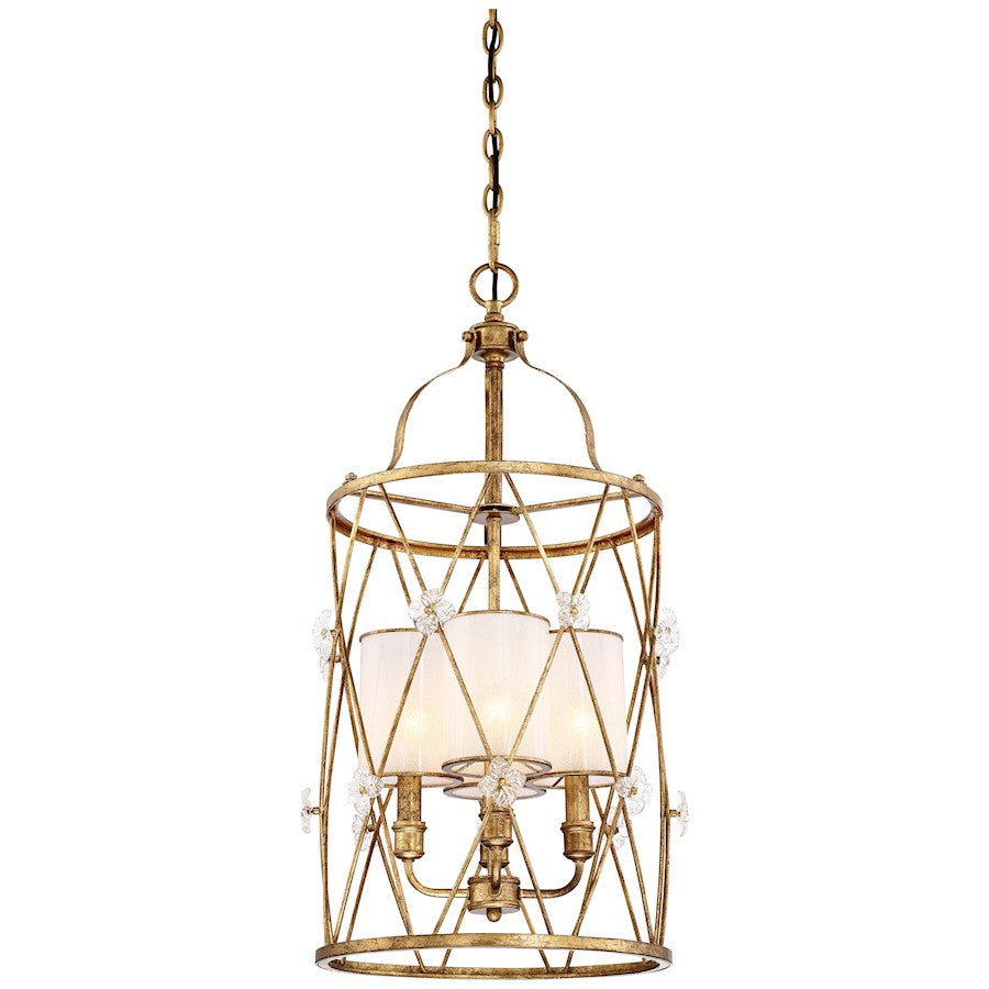 Metropolitan Lighting Victoria Park 15in 4-Light Pendant | Transitional Elara Gold and White Iris Glass | Dining Room & Living Room | Model N6562-596