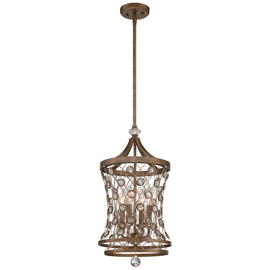 Metropolitan Lighting Vel Catena 12in 4-Light Mini Pendant | Transitional Arcadian Gold with Crystals | Kitchen Island & Dining | Model N6584-272