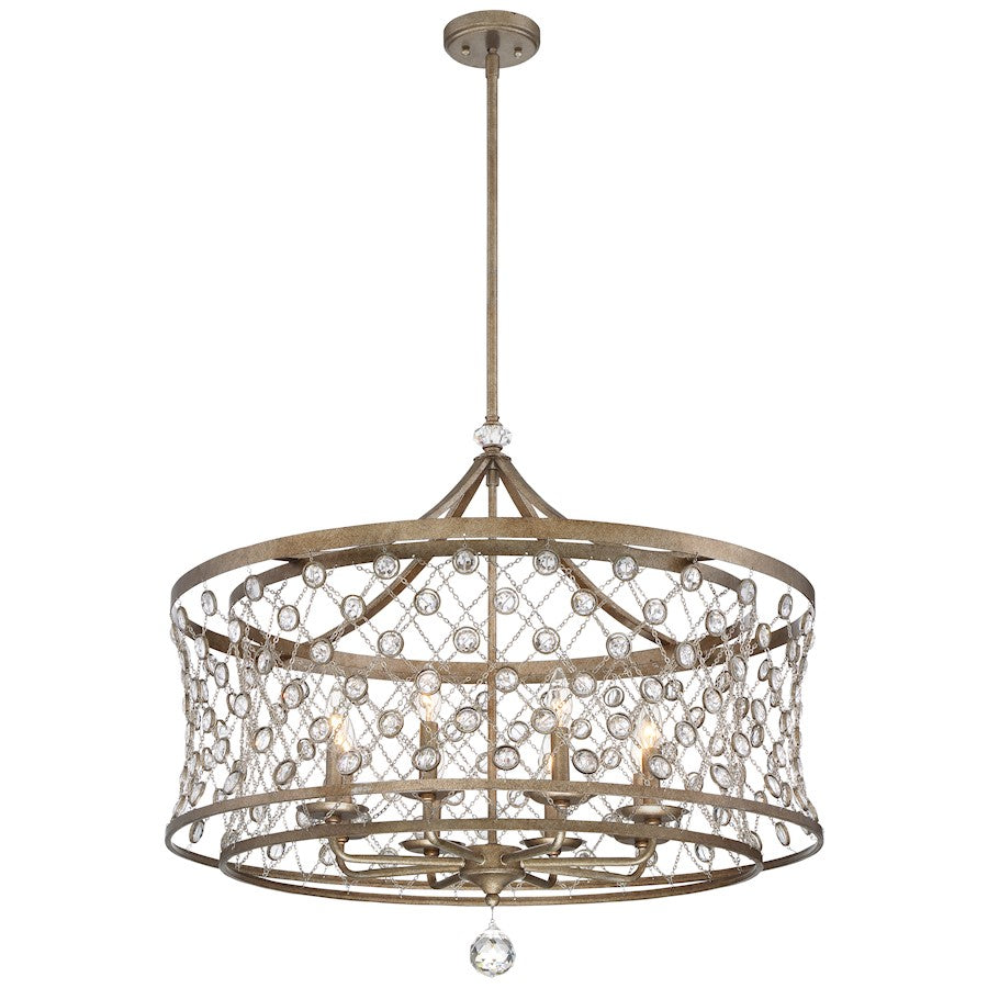 Metropolitan Lighting Vel Catena 32in 8-Light Pendant | Traditional Arcadian Gold and Crystal | Dining Room & Living Room | Model N6585-272