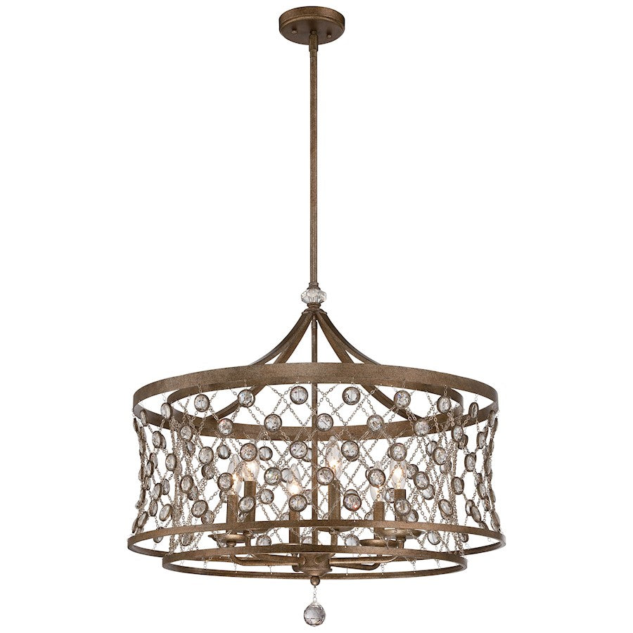 Metropolitan Lighting Vel Catena 27in 6-Light Pendant | Transitional Arcadian Gold and Faceted Crystal | Foyer & Dining Room | Model N6587-272
