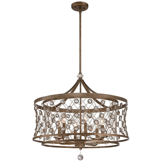 Metropolitan Lighting Vel Catena 27in 6-Light Pendant | Transitional Arcadian Gold and Faceted Crystal | Foyer & Dining Room | Model N6587-272