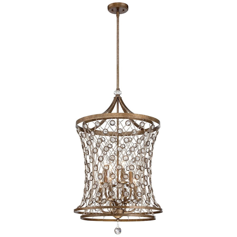 Metropolitan Lighting Vel Catena 20in 8-Light Pendant | Transitional Arcadian Gold and Faceted Crystal | Foyer & Dining Room | Model N6588-272