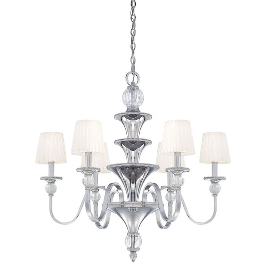 Metropolitan Lighting Aise 31in 6-Light Chandelier | Traditional Polished Nickel | Dining Room & Living Room | 31 x 35 in | Model N6610-613