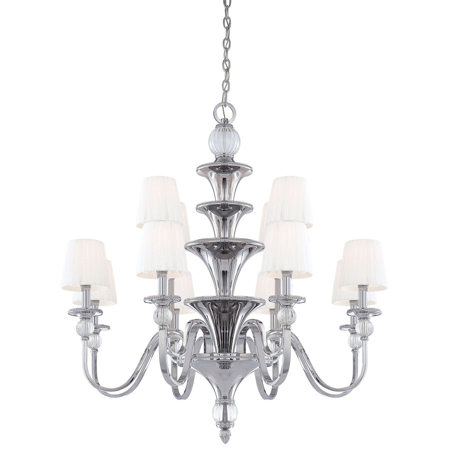 Metropolitan Lighting Aise 39in 12-Light Chandelier | Traditional Polished Nickel | Dining Room & Living Room | 39 x 42 in | Model N6611-613