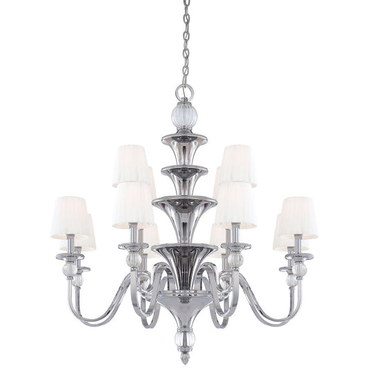 Metropolitan Lighting Aise 39in 12-Light Chandelier | Traditional Polished Nickel | Dining Room & Living Room | 39 x 42 in | Model N6611-613