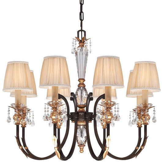 Metropolitan Bella Cristallo 35in 8-Light Chandelier | Traditional French Bronze with Gold Highlights | Dining Room & Living Room | Model N6648-258B