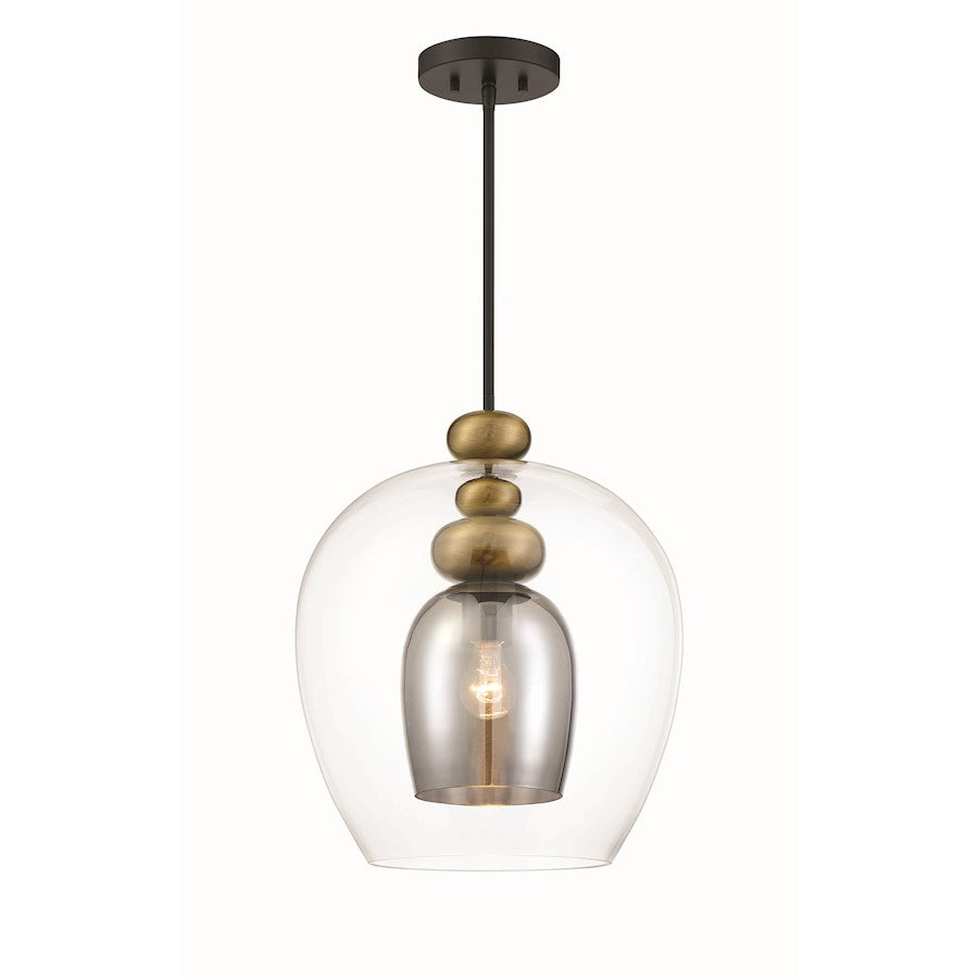 Minka Metropolitan Amesbury 12in 1-Light Pendant | Transitional French Bronze with Gold Highlights | Kitchen Island & Dining Room | Model N6660-865