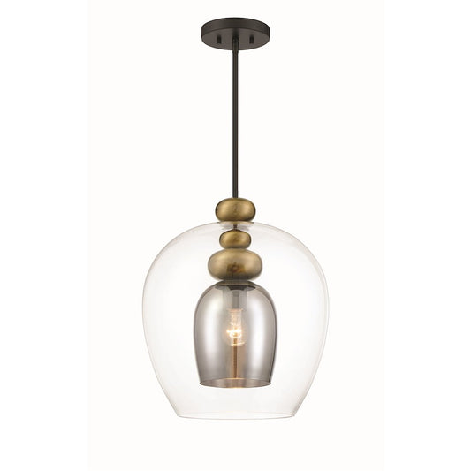 Minka Metropolitan Amesbury 12in 1-Light Pendant | Transitional French Bronze with Gold Highlights | Kitchen Island & Dining Room | Model N6660-865